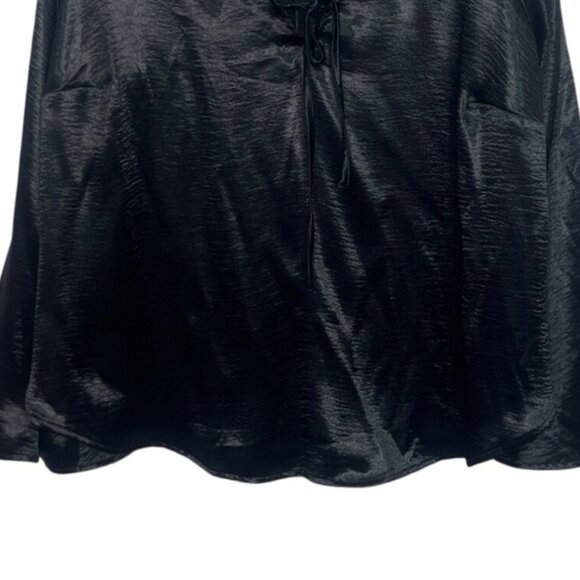 Ava & Viv Black Satin Shirt Blouse Womens XXL Black New WOT Plus Size - Picture 4 of 6